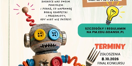Powiększ grafikę: Barwna grafika w kształcie prostokata stojącego będąca plakatem konkursu.