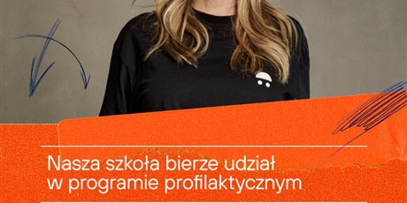 Powiększ grafikę: Barwna fotografia w kształcie kwadratu będąca plakatem i informująca: "Nasza szkoła bierze udział w programie profilaktycznym "Godzina dla młodych głów"