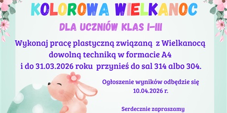 SZKOLNY KONKURS "KOLOROWA WIELKANOC" dla uczniów klas I-III
