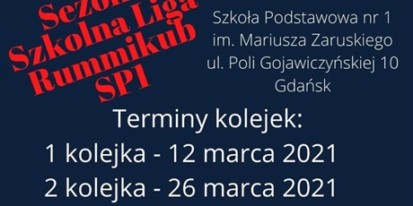 Terminy rozgrywek w Szkolnej Lidze Rummikub SP nr 1 w Gdańsku 